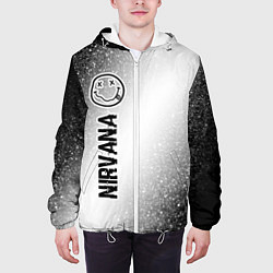 Куртка с капюшоном мужская Nirvana glitch на светлом фоне: по-вертикали, цвет: 3D-белый — фото 2