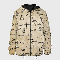 Куртка с капюшоном мужская Научные формулы на старой бумаге, цвет: 3D-черный