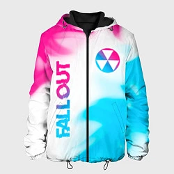 Куртка с капюшоном мужская Fallout neon gradient style: надпись, символ, цвет: 3D-черный