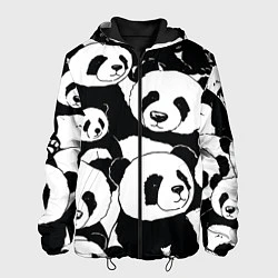 Куртка с капюшоном мужская С пандами паттерн, цвет: 3D-черный