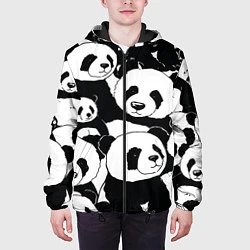 Куртка с капюшоном мужская С пандами паттерн, цвет: 3D-черный — фото 2