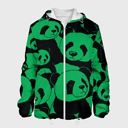 Куртка с капюшоном мужская Panda green pattern, цвет: 3D-белый