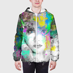 Куртка с капюшоном мужская Fashion абстрактный портрет, цвет: 3D-белый — фото 2