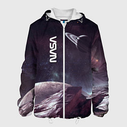Куртка с капюшоном мужская Космический пейзаж - Saturn - Nasa, цвет: 3D-белый