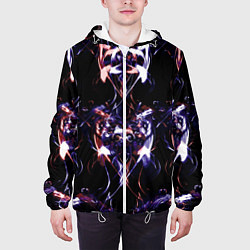 Куртка с капюшоном мужская Абстракция-Неон, цвет: 3D-белый — фото 2