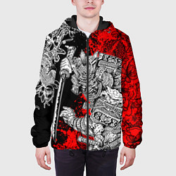 Куртка с капюшоном мужская Самурай и драконы, цвет: 3D-черный — фото 2