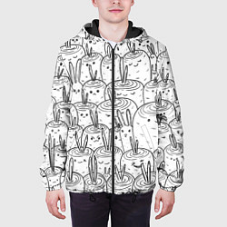 Куртка с капюшоном мужская Раскраска кролики в морковном поле, цвет: 3D-черный — фото 2