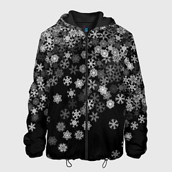 Куртка с капюшоном мужская Пушистые снежинки, цвет: 3D-черный