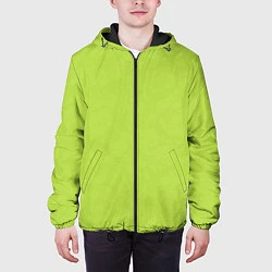 Куртка с капюшоном мужская Текстурированный ярко зеленый салатовый, цвет: 3D-черный — фото 2
