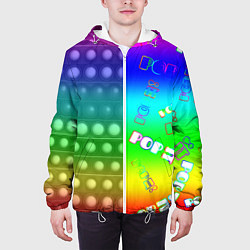 Куртка с капюшоном мужская Pop it радуга, цвет: 3D-белый — фото 2