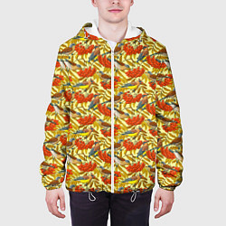 Куртка с капюшоном мужская Дрозды и свиристели на рябине, цвет: 3D-белый — фото 2