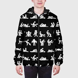 Куртка с капюшоном мужская Камасутра - позы любви, цвет: 3D-черный — фото 2