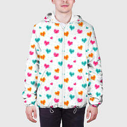 Куртка с капюшоном мужская Горячие сердца, цвет: 3D-белый — фото 2