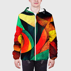Куртка с капюшоном мужская Текстурированная цветная абстракция, цвет: 3D-белый — фото 2