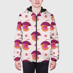 Куртка с капюшоном мужская Абстрактный полукруг и разноцветная звезда, цвет: 3D-черный — фото 2