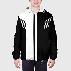 Куртка с капюшоном мужская Чёрные и белые полоски, цвет: 3D-белый — фото 2