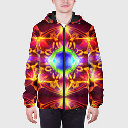 Куртка с капюшоном мужская Сияющий калейдоскоп, цвет: 3D-черный — фото 2