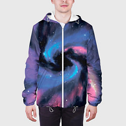 Куртка с капюшоном мужская Ручная роспись галактики акварелью, цвет: 3D-белый — фото 2