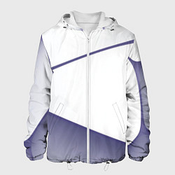 Куртка с капюшоном мужская Абстрактный белый и фиолетовый паттерн, цвет: 3D-белый