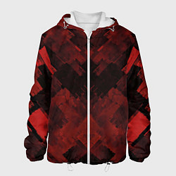 Куртка с капюшоном мужская Полосы красные и чёрные, цвет: 3D-белый