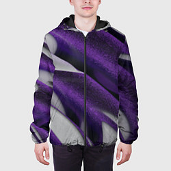 Куртка с капюшоном мужская Фиолетовые волны, цвет: 3D-черный — фото 2