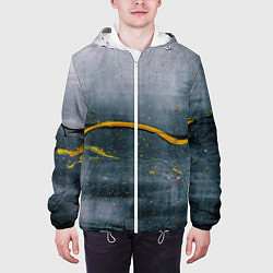 Куртка с капюшоном мужская Серо-светлый абстрактный туман и краски, цвет: 3D-белый — фото 2