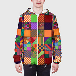 Куртка с капюшоном мужская Разноцветные лоскуты от нейросети, цвет: 3D-белый — фото 2
