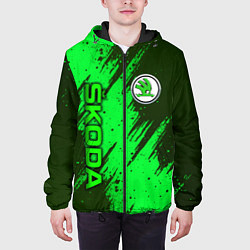 Куртка с капюшоном мужская Skoda - green, цвет: 3D-черный — фото 2