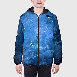 Куртка с капюшоном мужская Тёмно-синяя абстрактная стена льда, цвет: 3D-черный — фото 2