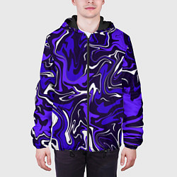 Куртка с капюшоном мужская Фиолетовая абстракция, цвет: 3D-черный — фото 2