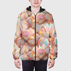 Куртка с капюшоном мужская Текстура розового мрамора на камнях, цвет: 3D-черный — фото 2
