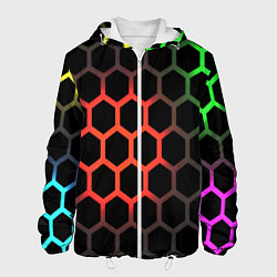 Куртка с капюшоном мужская Gradient hexagon genshin, цвет: 3D-белый