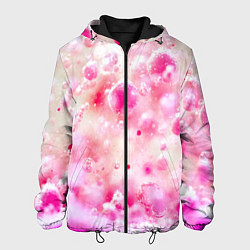 Куртка с капюшоном мужская Розовое множество красок и пузырей, цвет: 3D-черный