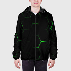 Куртка с капюшоном мужская Соты бронированный стиль, цвет: 3D-черный — фото 2