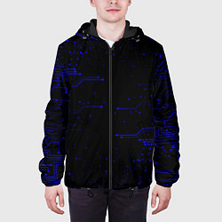 Куртка с капюшоном мужская Абстрактный цифровой фон, цвет: 3D-черный — фото 2