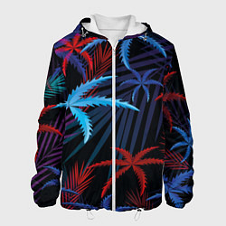 Куртка с капюшоном мужская Листья пальмы, цвет: 3D-белый