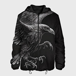 Куртка с капюшоном мужская Черно-белый ворон, цвет: 3D-черный