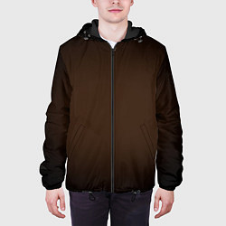 Куртка с капюшоном мужская Фон оттенка шоколад и черная виньетка, цвет: 3D-черный — фото 2
