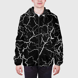 Куртка с капюшоном мужская Треснувшая текстура, цвет: 3D-черный — фото 2