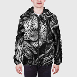 Куртка с капюшоном мужская Девушка монохром, цвет: 3D-черный — фото 2