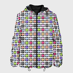 Куртка с капюшоном мужская Разноцветный геометрический рисунок, цвет: 3D-черный