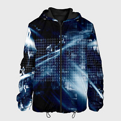 Куртка с капюшоном мужская Тёмно-ледяной фон и бесконечный код, цвет: 3D-черный