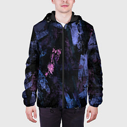 Куртка с капюшоном мужская Неоновые пятна краской, цвет: 3D-черный — фото 2