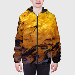 Куртка с капюшоном мужская Абстрактное жидкое золото, цвет: 3D-черный — фото 2