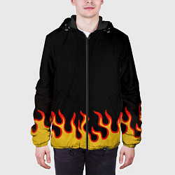 Куртка с капюшоном мужская Горящее пламя, цвет: 3D-черный — фото 2