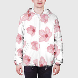 Куртка с капюшоном мужская Цветение сакуры, цвет: 3D-белый — фото 2