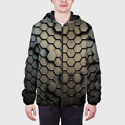 Куртка с капюшоном мужская Сталь и соты, цвет: 3D-черный — фото 2