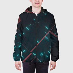 Куртка с капюшоном мужская Неоновые линии в полной темноте, цвет: 3D-черный — фото 2