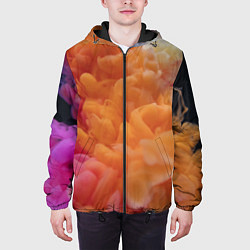 Куртка с капюшоном мужская Разноцветный дым сгустки, цвет: 3D-черный — фото 2