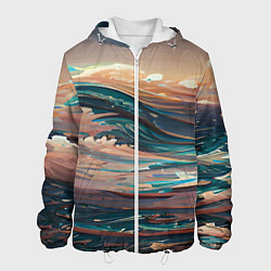 Куртка с капюшоном мужская Необъятный океан, цвет: 3D-белый